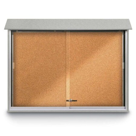 United Visual Products Outdoor Enclosed Combo Board, 72"x36", Satin Frame/Black Porc & Black UVCB7236OD-BLKPORC-BLACK